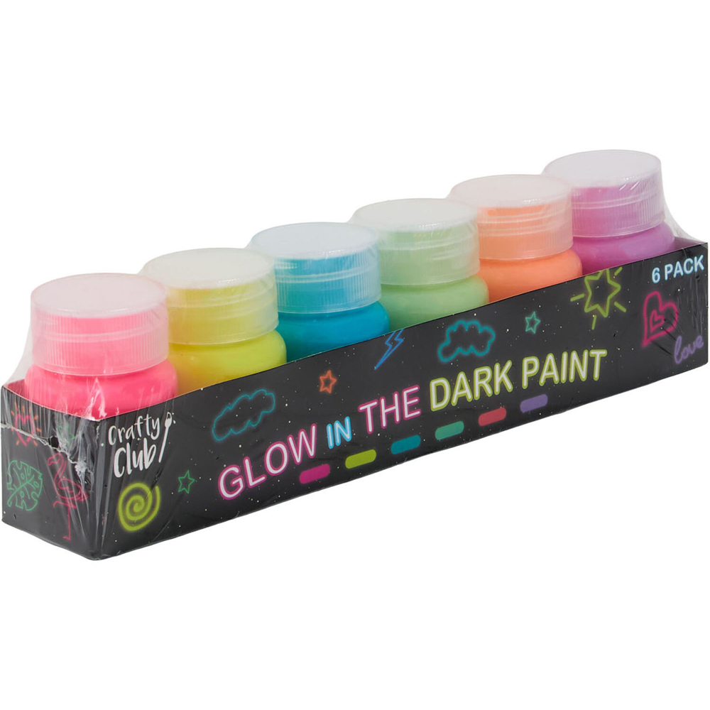 Pack of 6 Glow In The Dark Paints Image 1