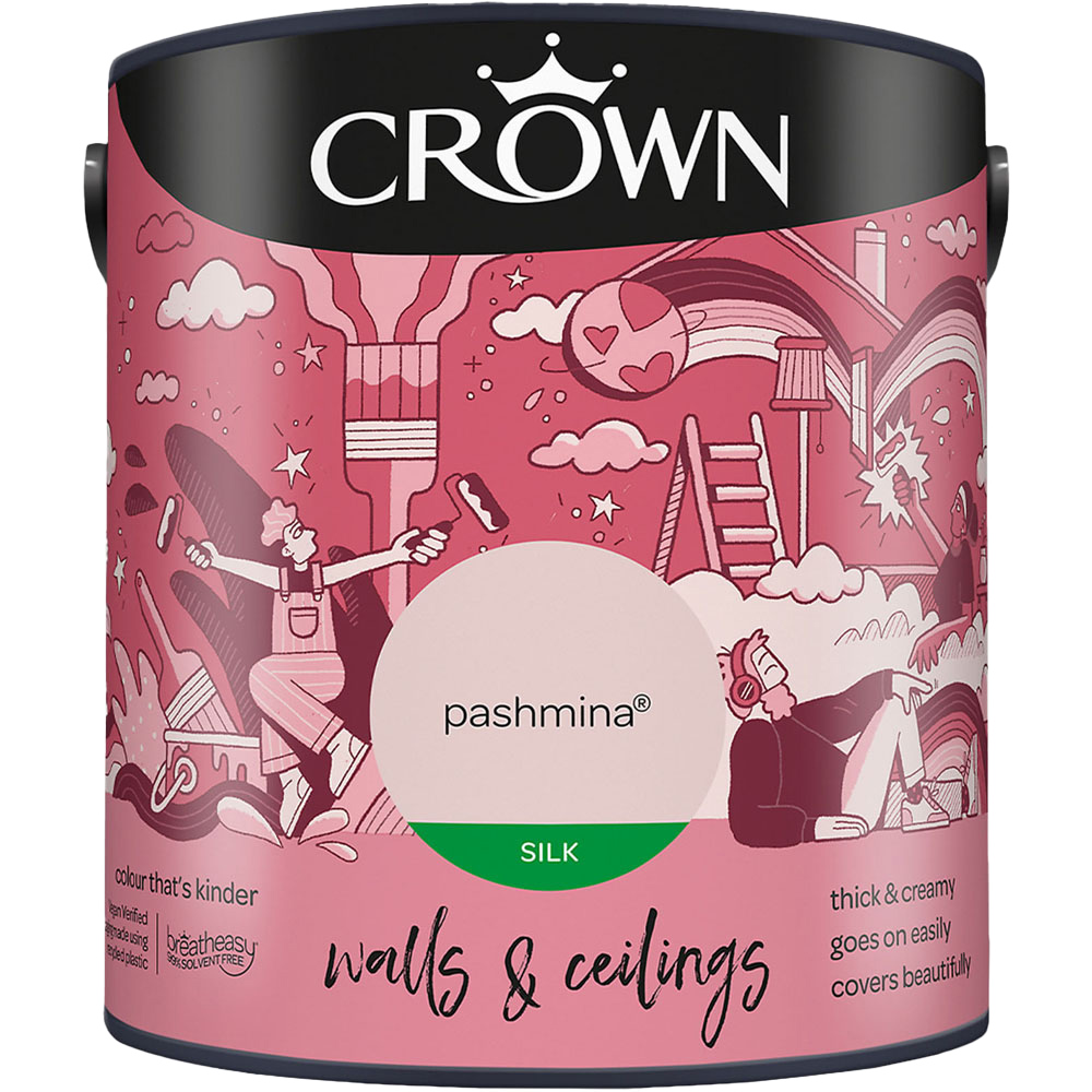 Crown Breatheasy Walls & Ceilings Pashmina Silk Emulsion Paint 2.5L Image 2