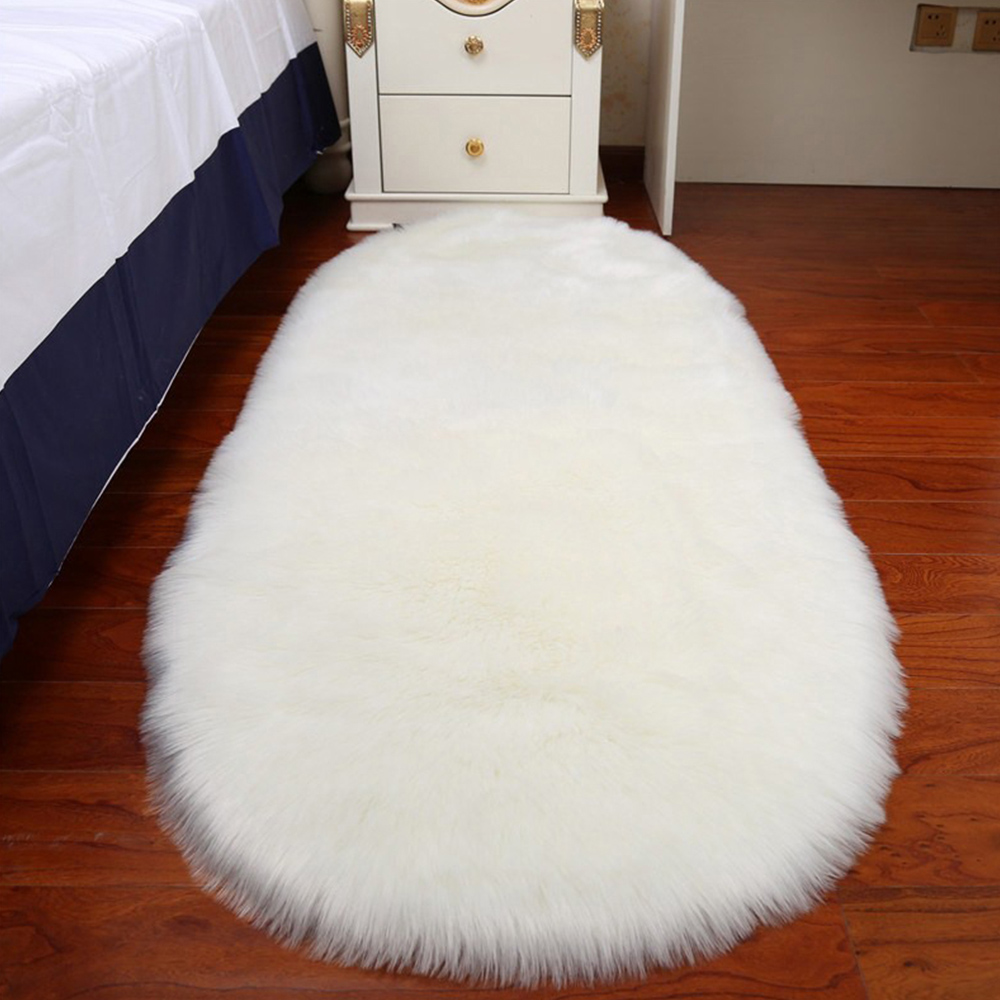 Living and Home White Oval Super Soft Shaggy Rug Image 3