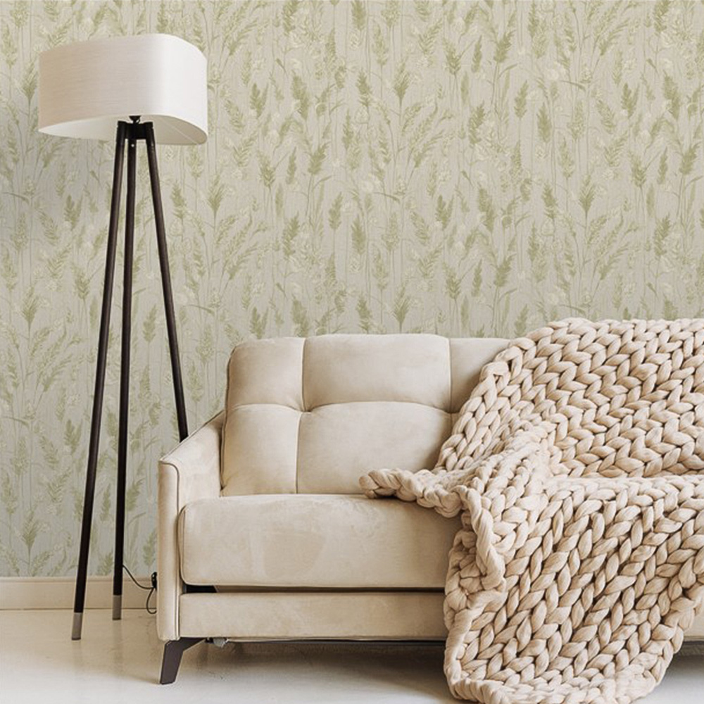 Grandeco Meadow Grasses Green Wallpaper Image 2