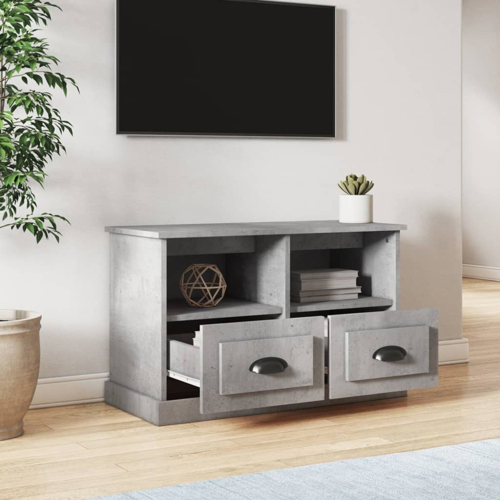 vidaXL 2 Drawer 2 Shelf Concrete Grey TV Cabinet Image 8
