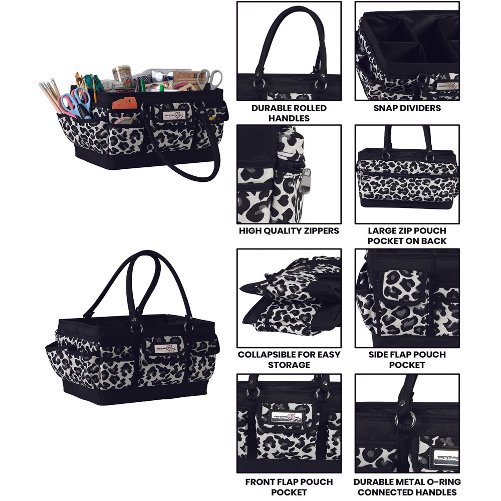 Everything Mary EVM13188-1 Cheetah Print Deluxe Store Collapsible Tote Caddy 30.5 x 22 x 19cm Image 8