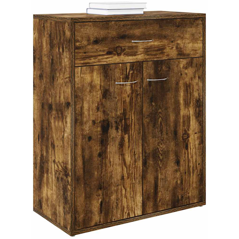 vidaXL 2 Door Single Drawer Smoked Oak Sideboard Image 3