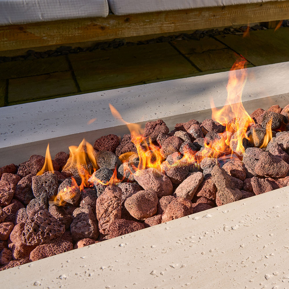 Field & Flame Liana Travertine Low Rectangle Style Gas Fire Pit 50000 BTU Image 5