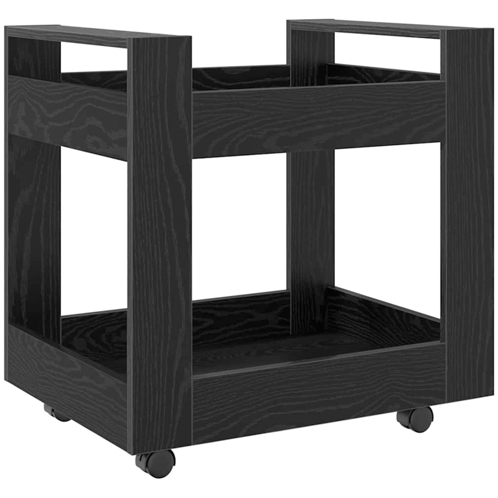 vidaXL 2 Shelf Black Oak Wooden Desk Trolley Image 2