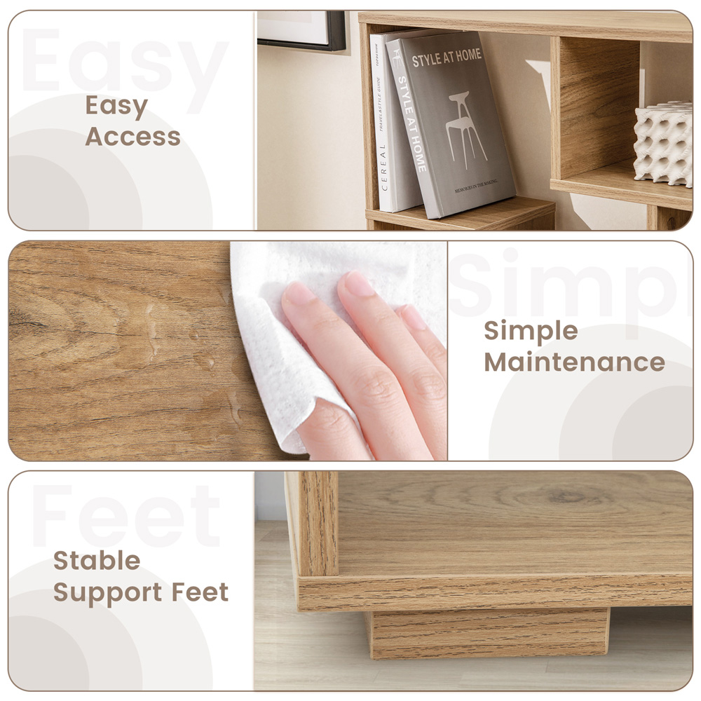 Costway 11 Shelf Natural Bookshelf Image 8