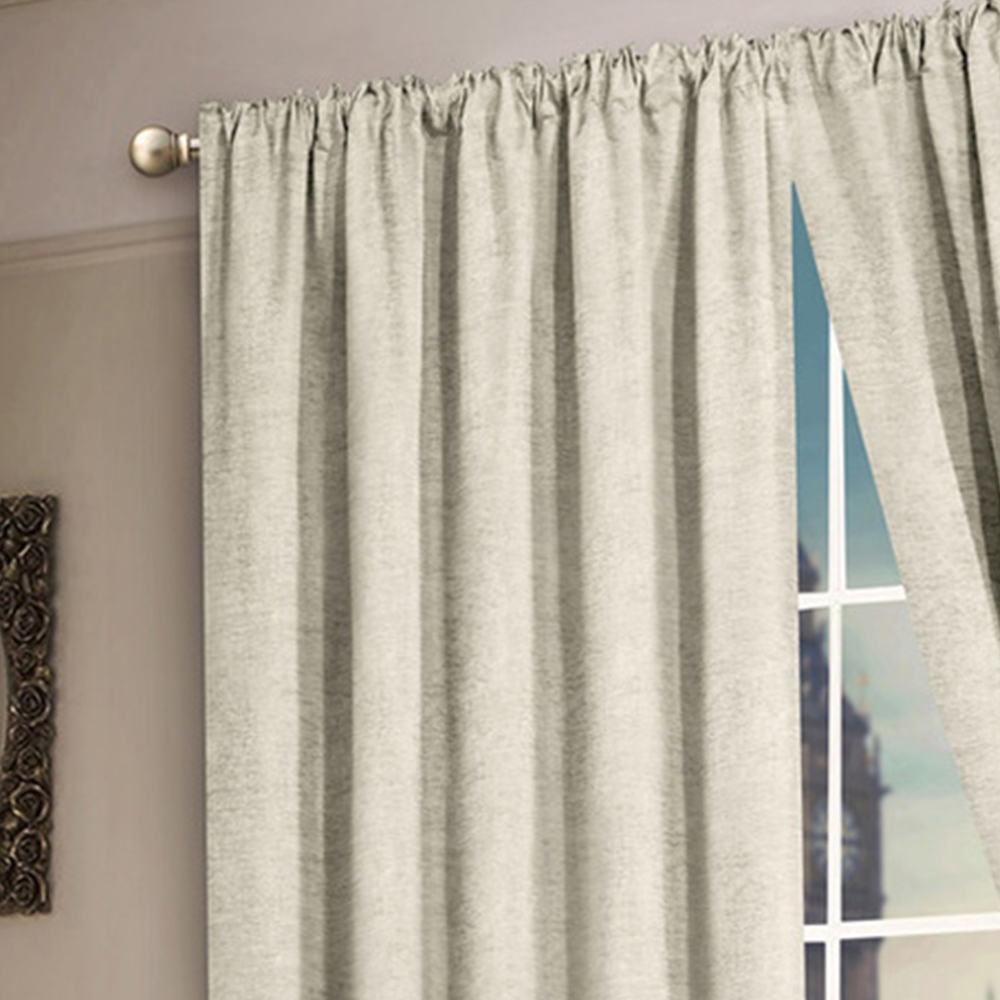 Intimates Plain Chenille Cream Tape Top Curtains 168 x 183cm Image 2