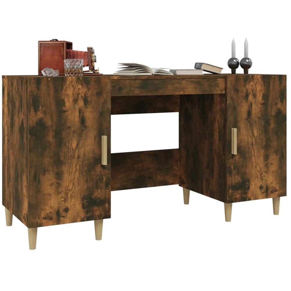 vidaXL 2 Door Computer Desk Smoked Oak Image 3