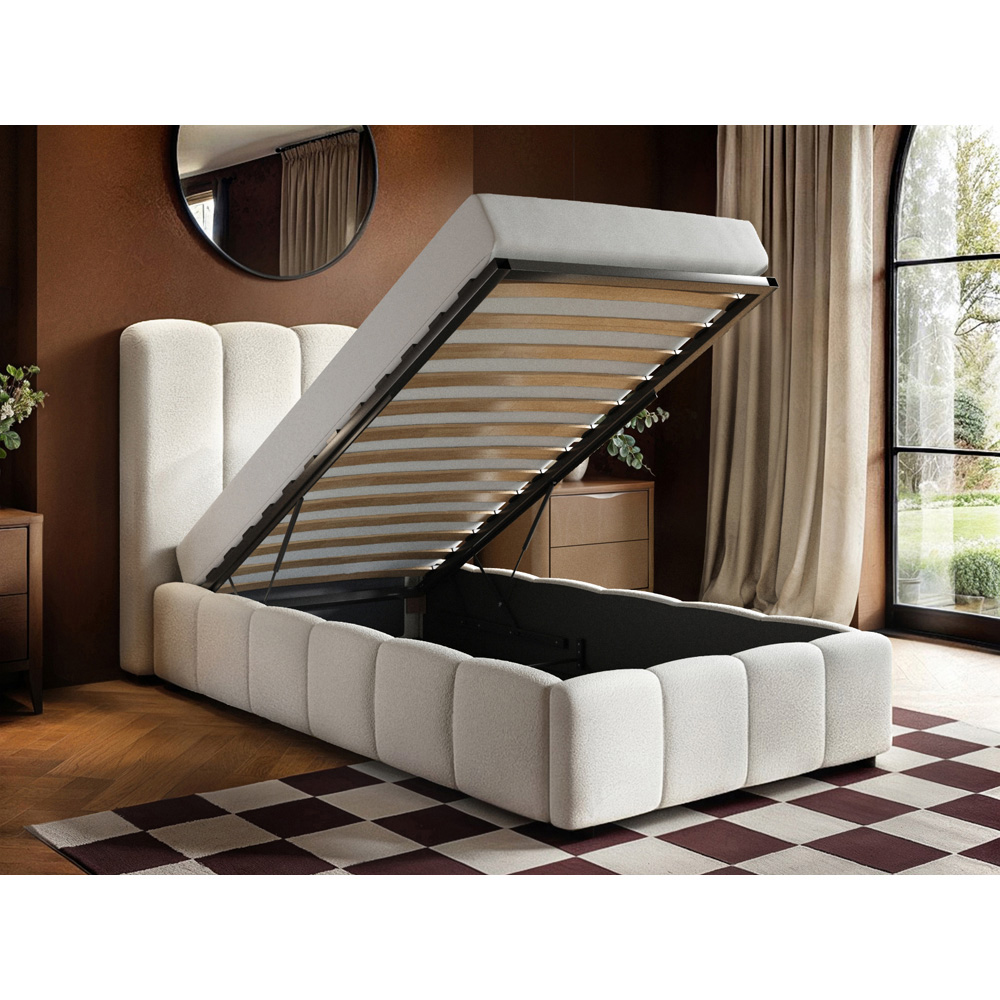 Solace+Co Emilie Single Boucle Ribbed Fabric Ottoman Bed Image 6