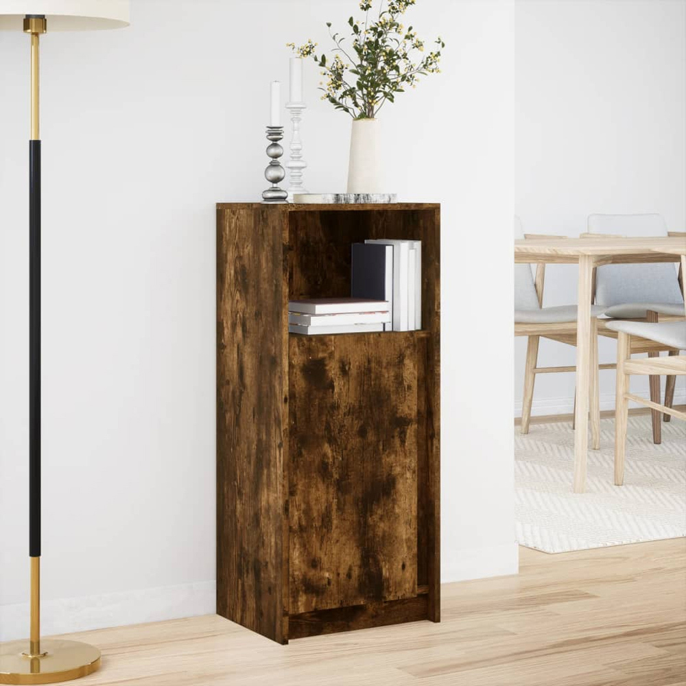 vidaXL Single Door Single Shelf Smoked Oak Sideboard with RGB LED Lights Image 4