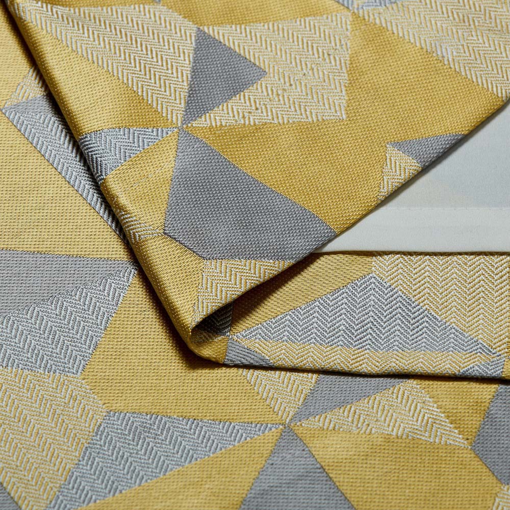 Alan Symonds Scandi Ochre Grey Silver Jacquard Lined Pencil Pleat Taped Top Curtains 117 x 183cm Image 3