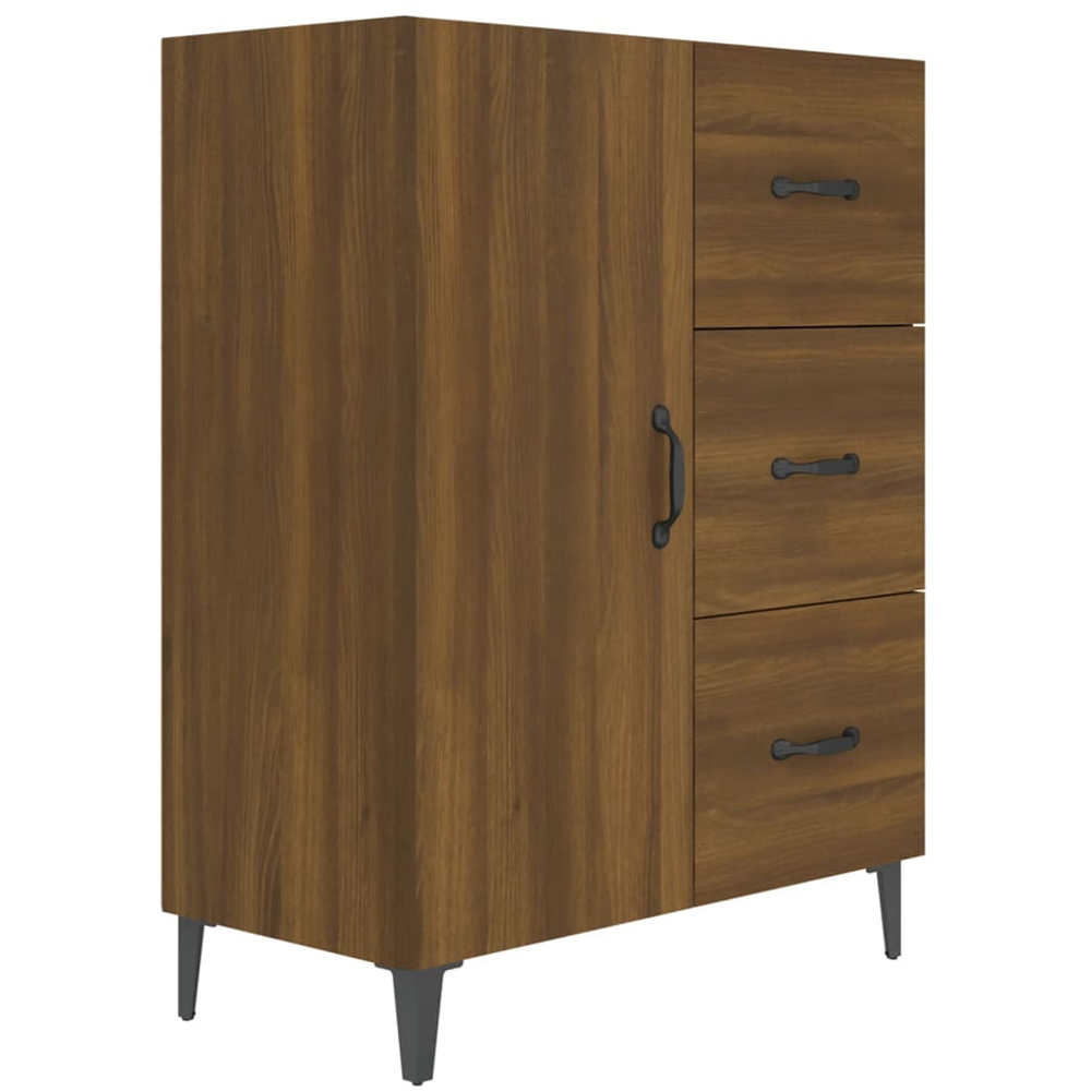 vidaXL Single Door 3 Drawer Brown Oak Sideboard Image 2