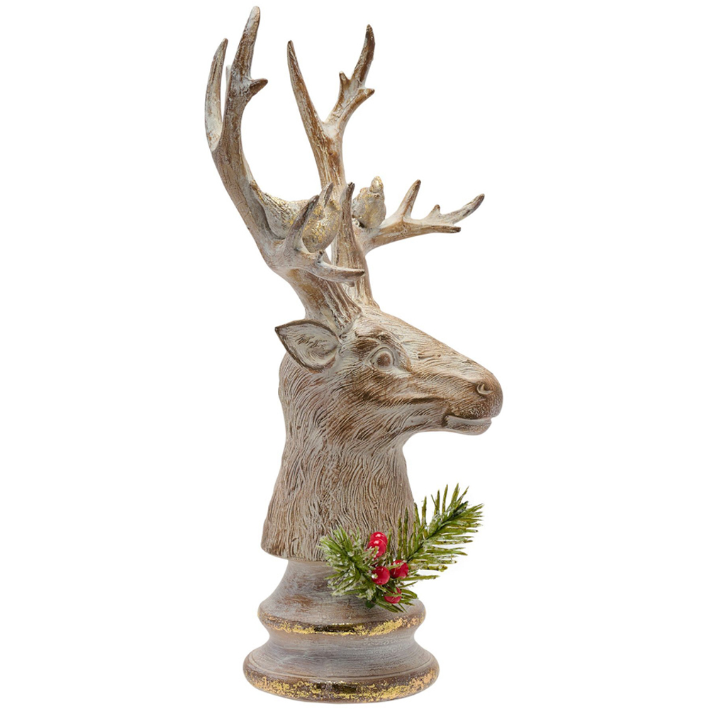 The Seasonal Gift Co. Stag Head Wood Effect Christmas Decoration Image 2
