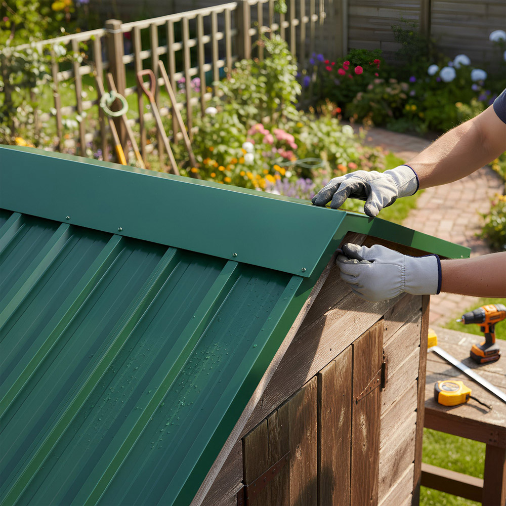 Harbour Housewares Green Galvanised Steel Roofing Ridge Cap 30 x 60cm 5 Pack Image 5