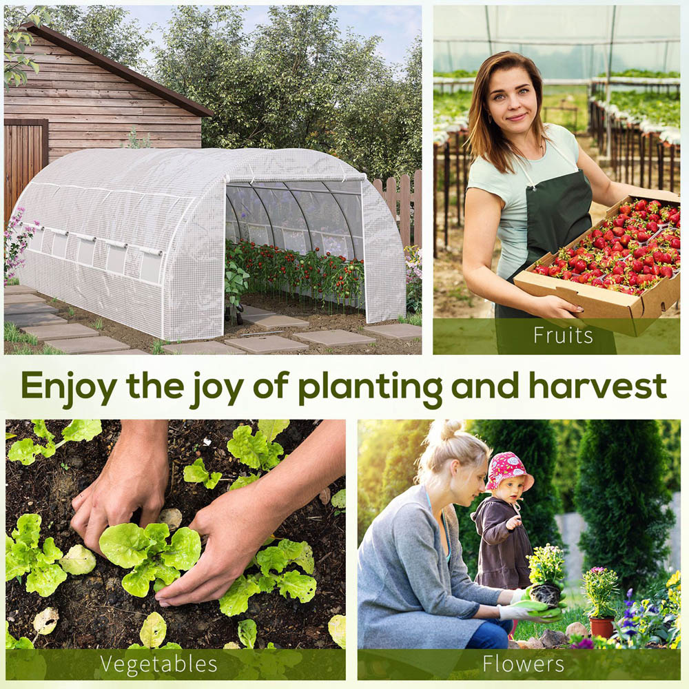 Outsunny White Plastic 10 x 19.5ft Polytunnel Greenhouse Image 6