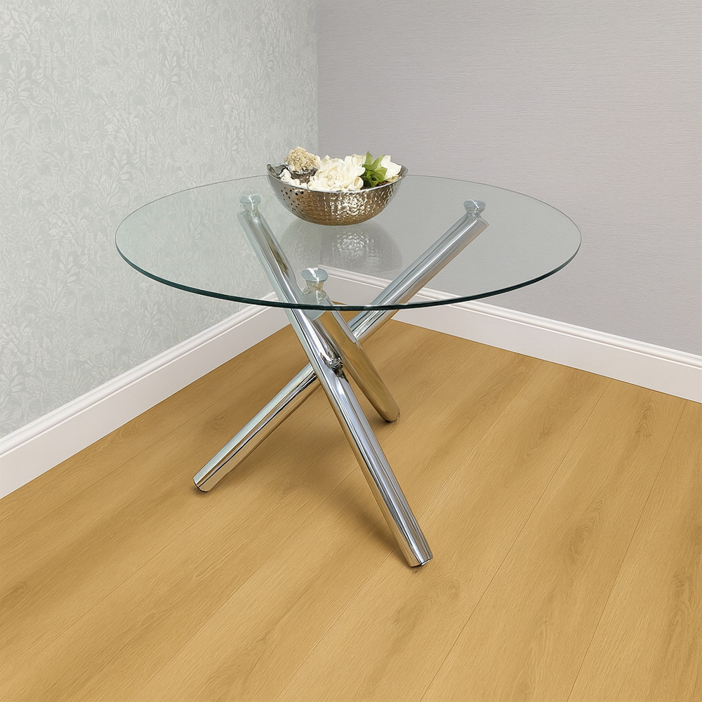 Kosy Koala 4 Seater Glass and Velvet Round Dining Table Set Chrome and Green Image 2