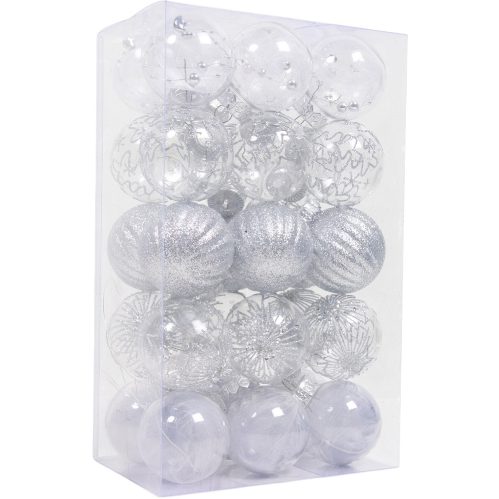 Pack of 30 Silver Baubles Image 4