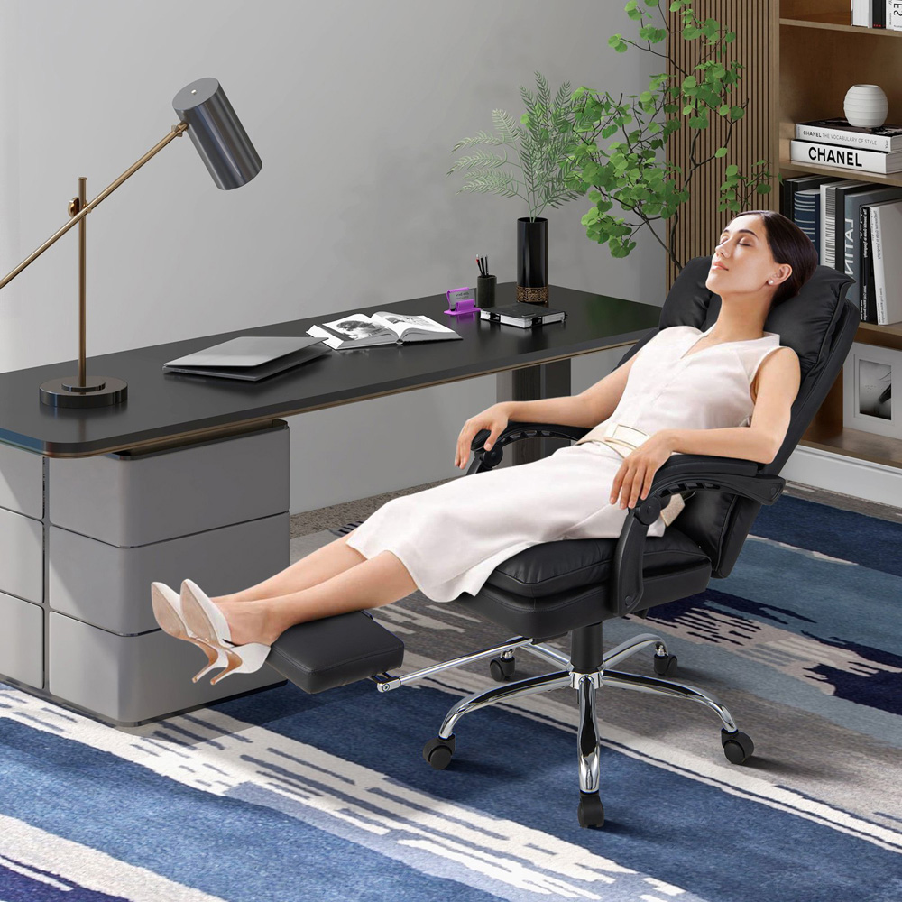 Costway Black Ergonomic Adjustable High Back Rolling Computer Chair with Footrest Image 4