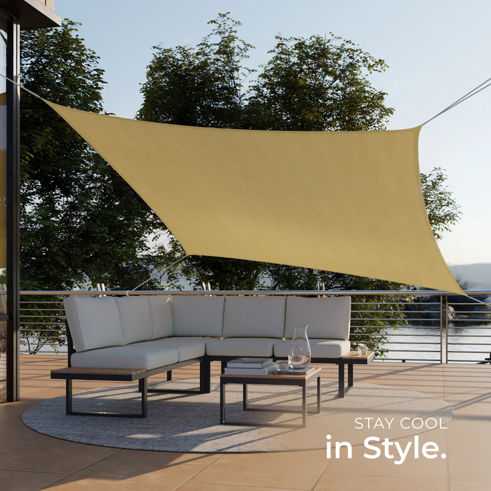 tectake Sonny Sand Water-Resistant Sun Shade Sail 200 x 400cm Image 7