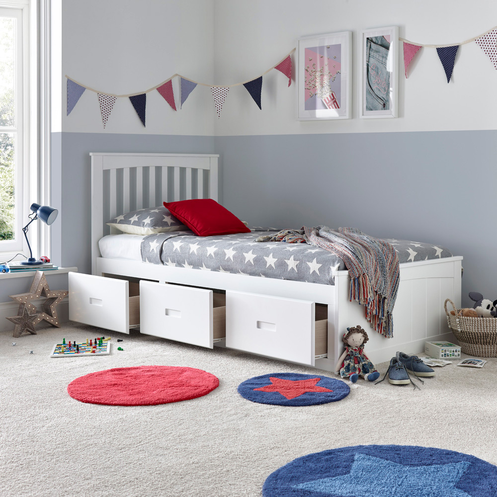 Bedmaster Quest White 3 Drawer Wooden Bed with Spring Mattress Image 7