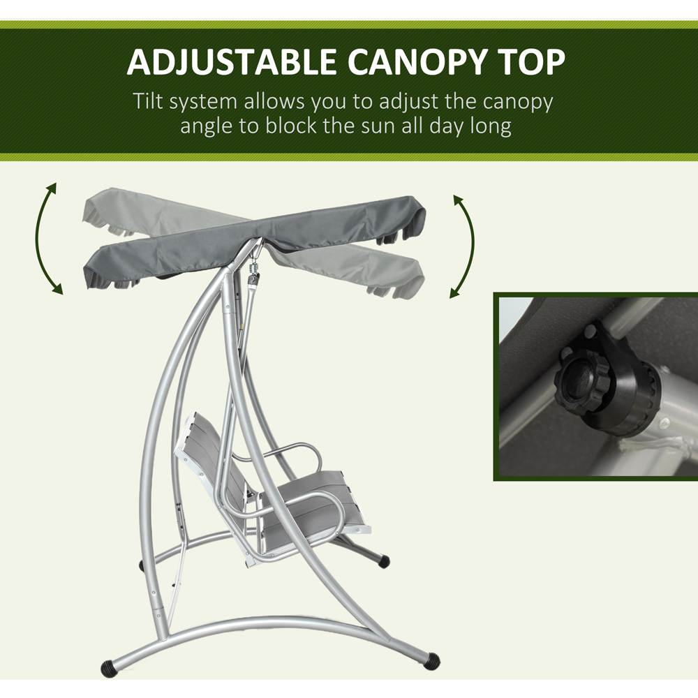 Outsunny 3 Seater Dark Grey Swing Chair with Canopy Image 4