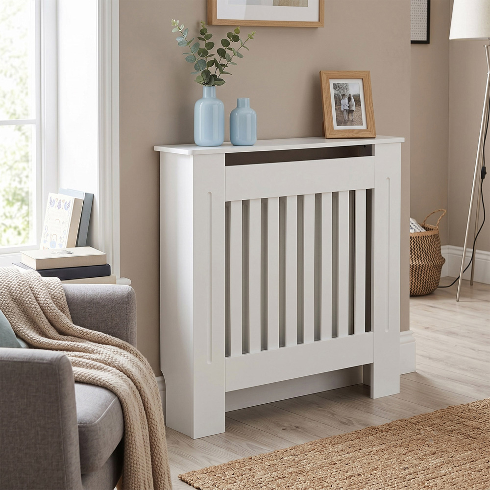 Living and Home White Slatted Radiator Cover 78 x 83cm Image 7