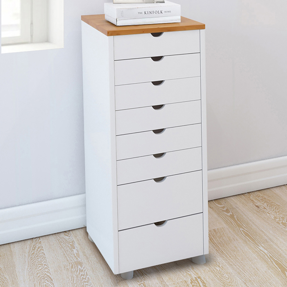 Loft24 Gava 8 Drawer White Solid Pine Chest of Drawers Image 1