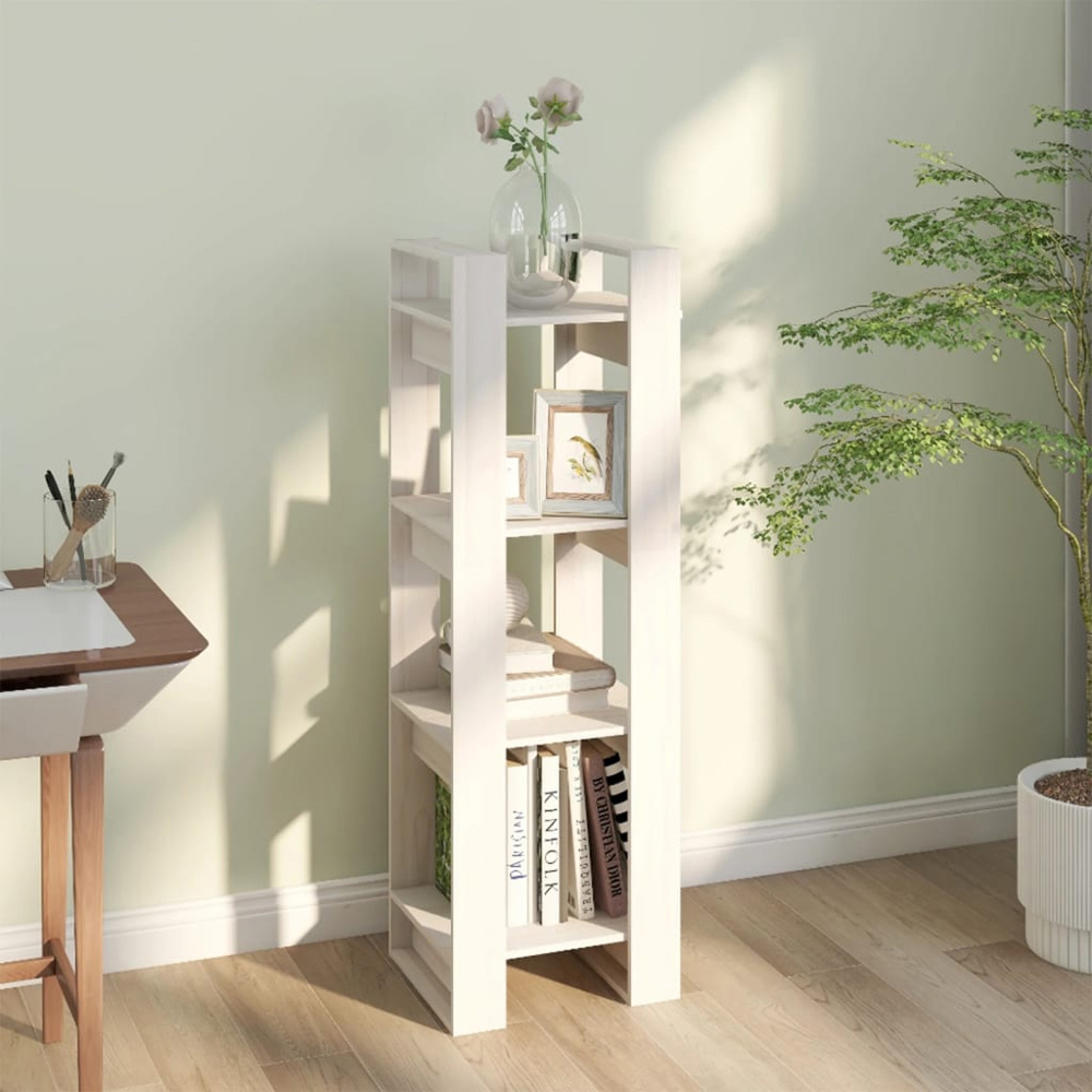 vidaXL 4 Shelf White Solid Pine Wood Bookcase Image 7