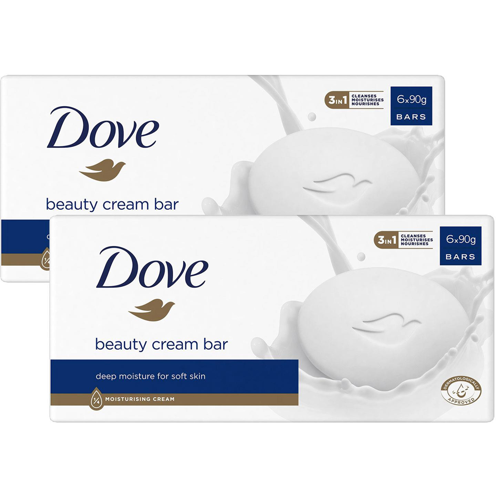 Dove Original Deep Moisture Beauty Cream Bar 6 x 90g 2 Pack Image 1