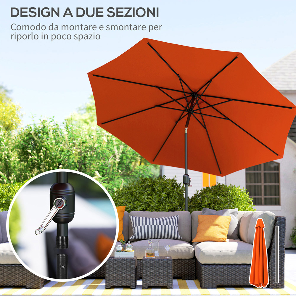 Outsunny Orange Crank and Tilt Parasol 3m Image 5