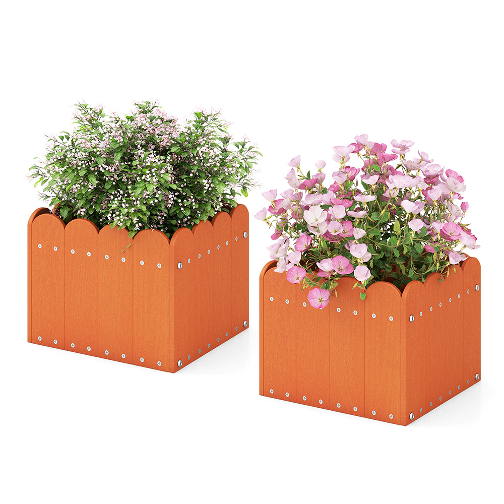 Costway Orange Square Planter Box 2 Pack Image 3