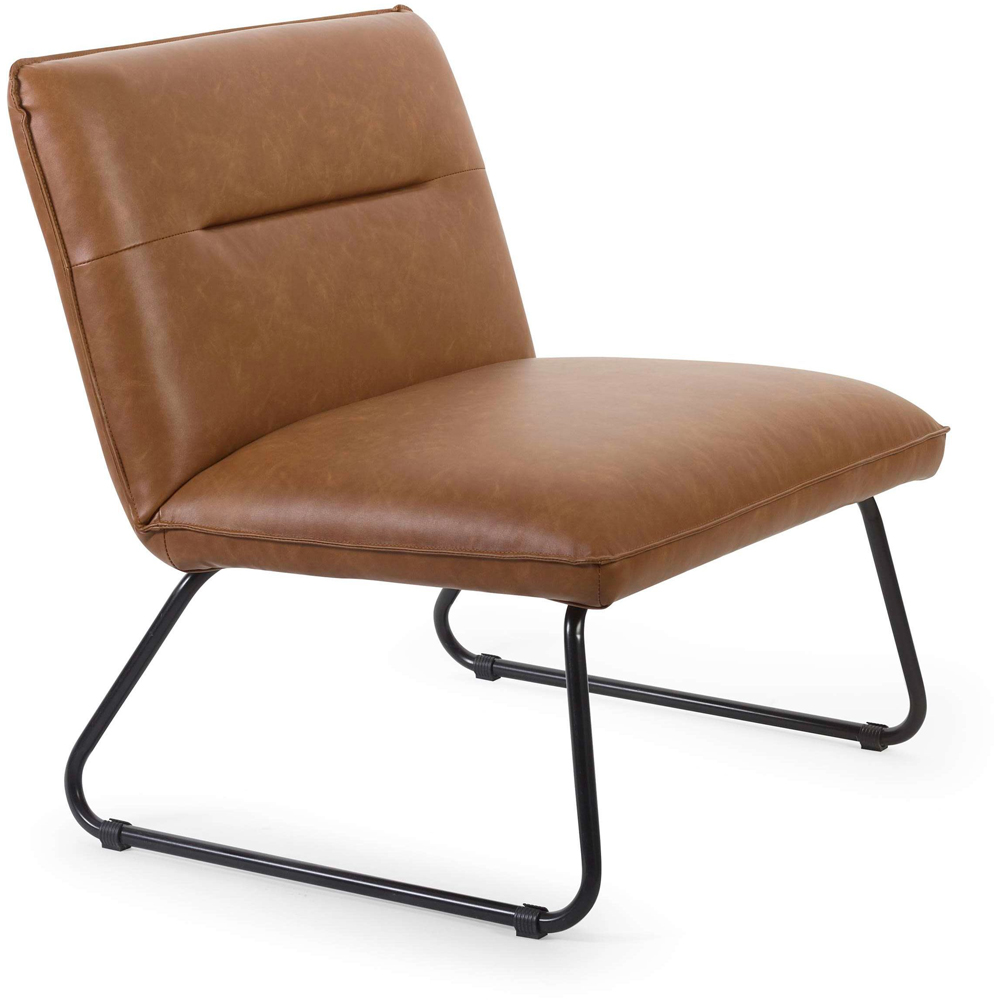 Julian Bowen Saxon Tan Brown Faux Leather Lounge Chair Image 2