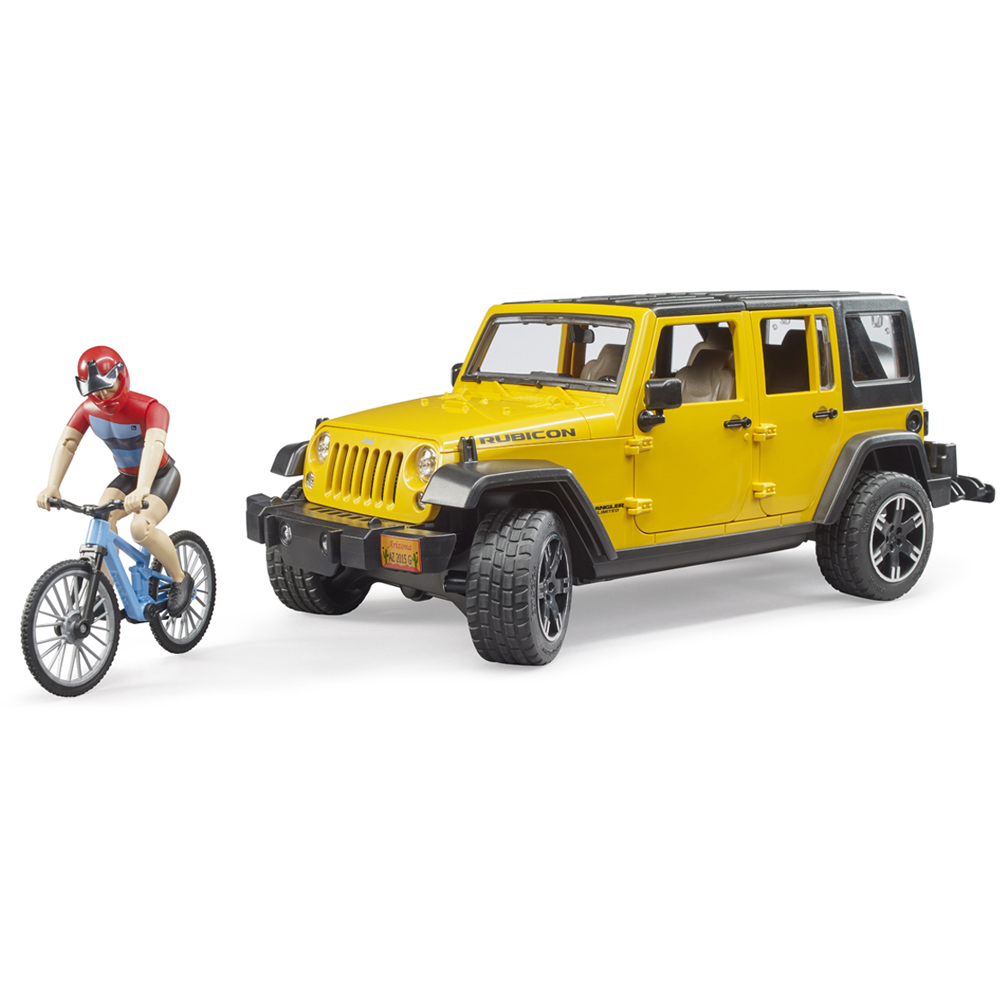 Bruder Kids Jeep Wrangler Unlimited Rubicon with Mountain Bike and Cyclist Playset Model Image 3
