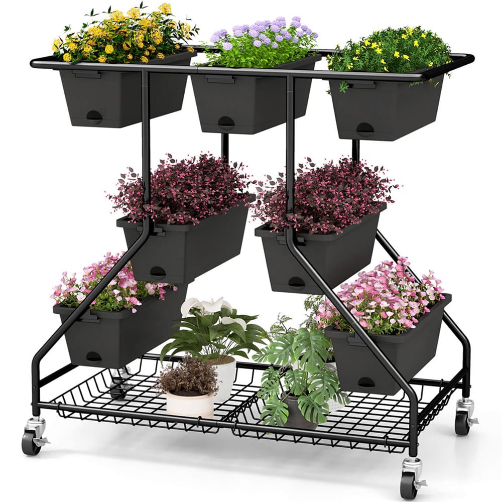 Costway Black 3 Tier Vertical Raised Garden Bed Image 3