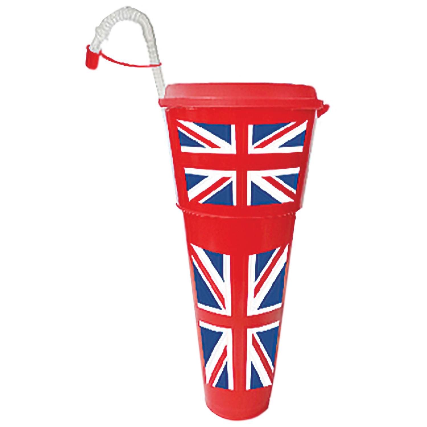 Union Jack Cup with Straw Large - Red Image