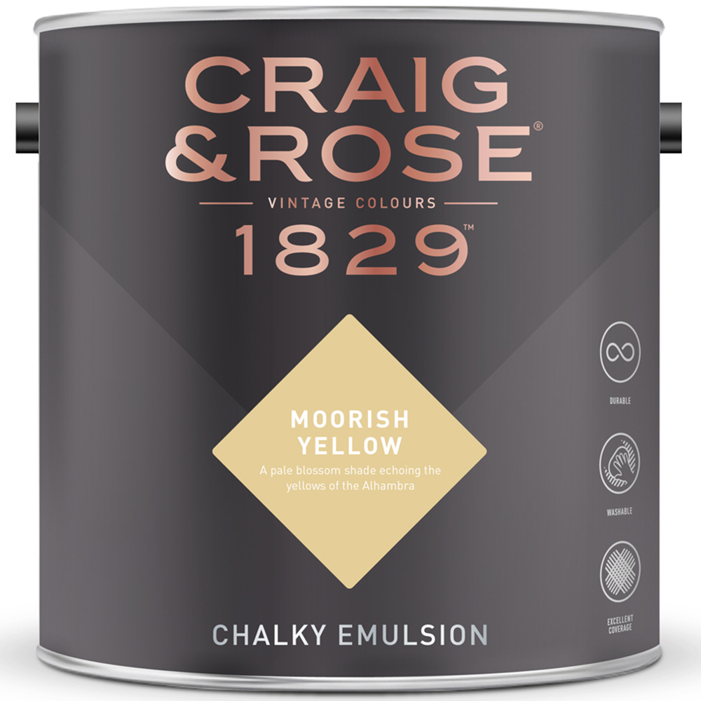 Craig & Rose Walls and Ceilings Moorish Yellow Chalky Emulsion Paint 5L Image 2