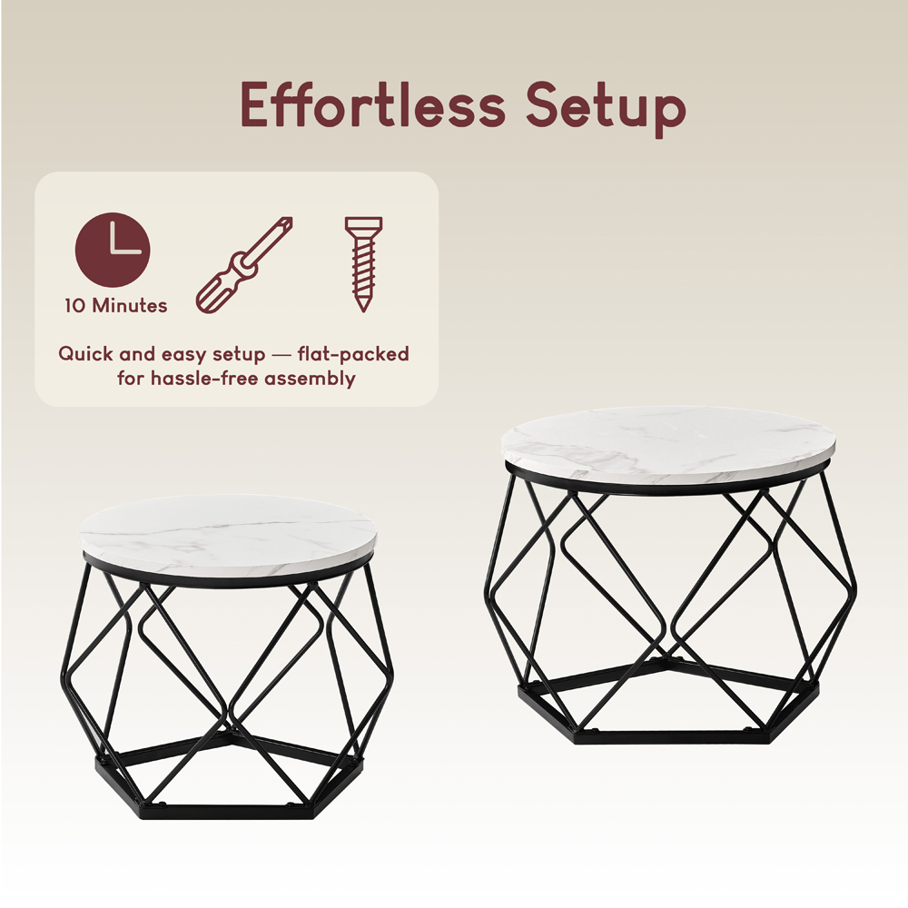 VIDA DESIGNS Brooklyn Marble Nest of Tables Set of 2 Image 7