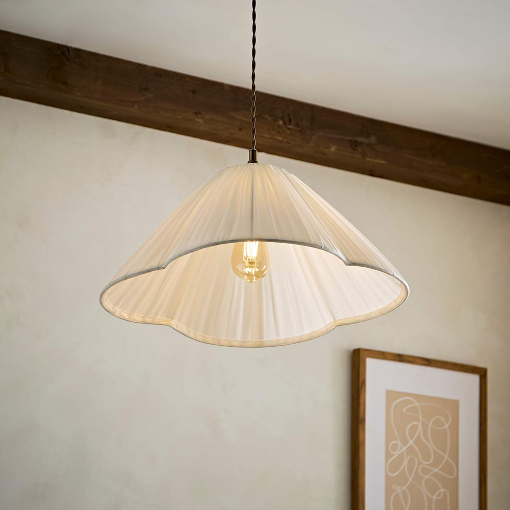 ValueLights Posie White Gathered Tapered Wave Easy Fit Pendant Lamp Shade 50cm Image 6