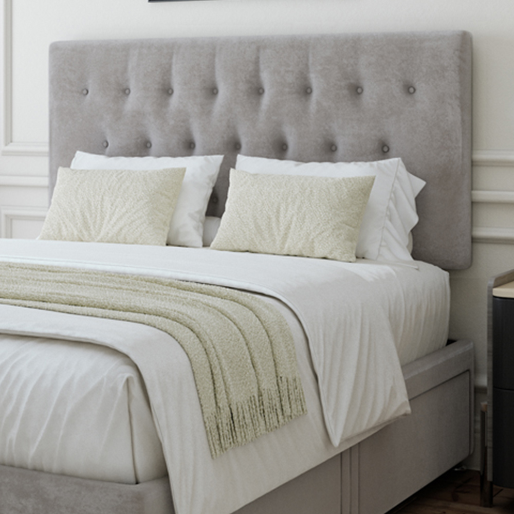 Bedmaster King Size Seal Grey Naples Linen 4 Drawer Divan Base with Lona Headboard Image 2