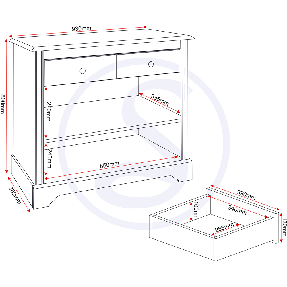 Seconique Stratford 2 Door 2 Drawer White Sideboard Image 9