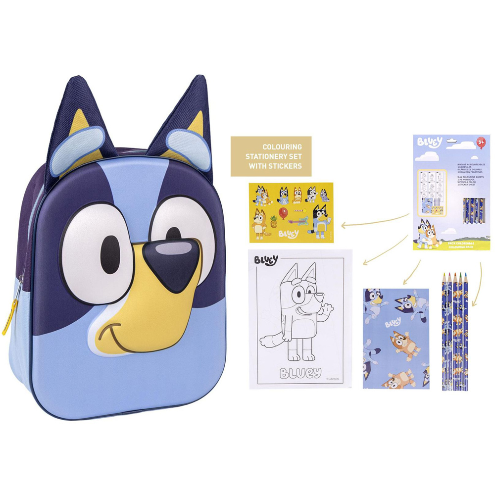 Bluey Back To School Children 3D Backpack and Stationary Set Image 1