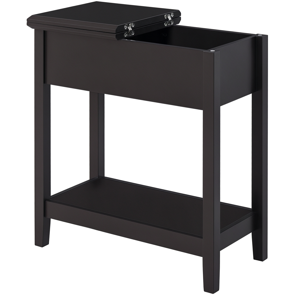 Portland Single Shelf Dark Coffee Flip Top Narrow Side Table Image 2