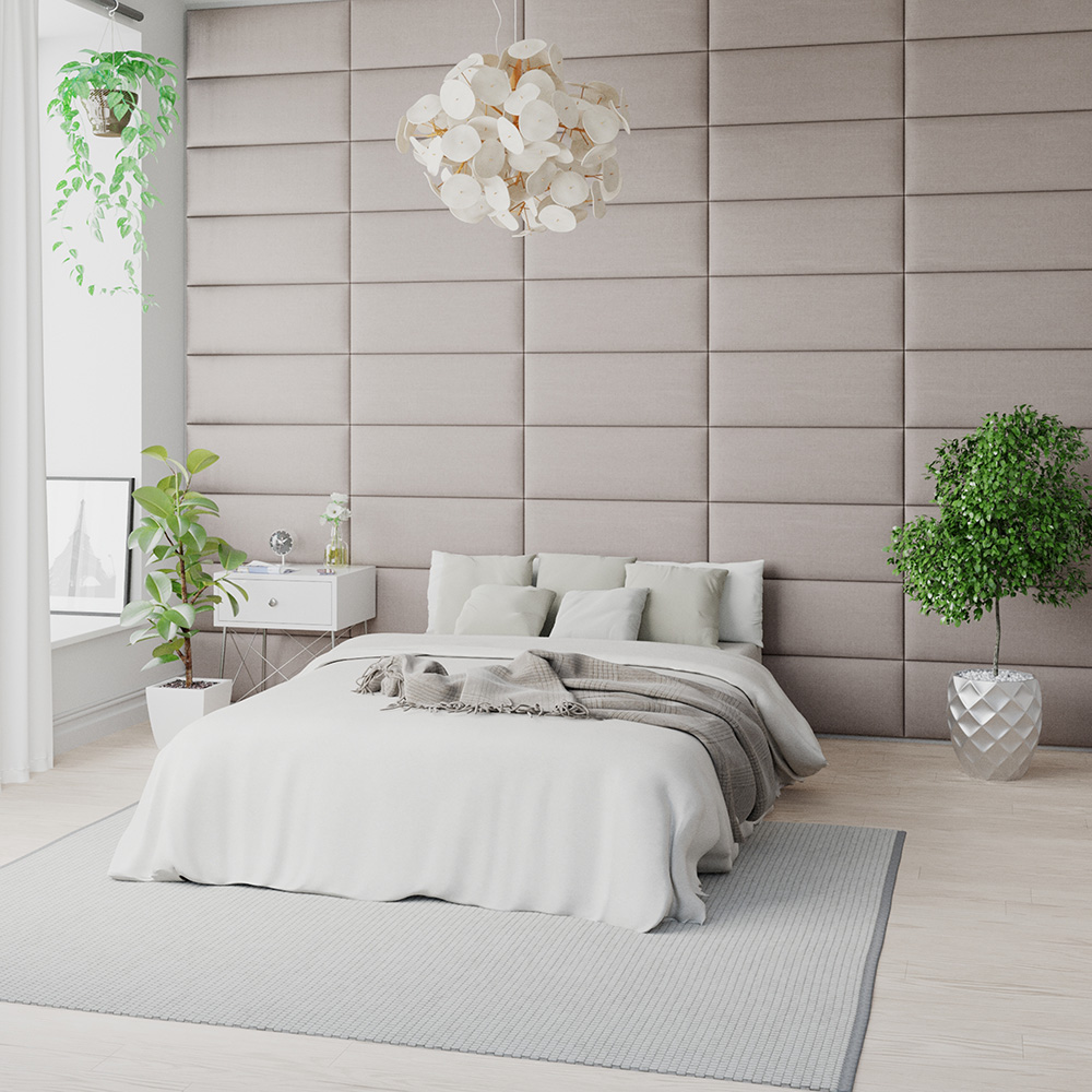 Aspire EasyMount Off White Eire Linen Upholstered Wall Mounted Headboard Panels 2 Pack Image 2