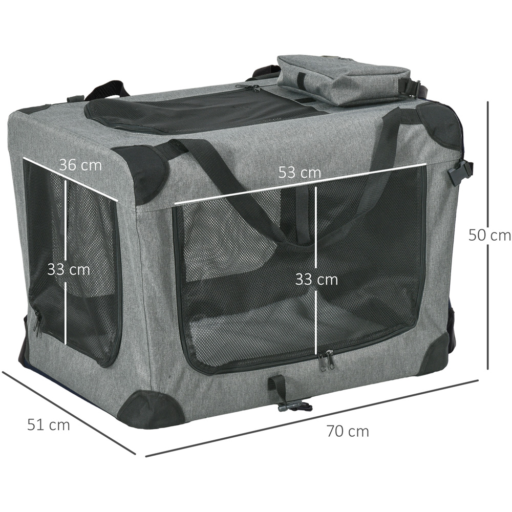 PawHut 70cm Grey Foldable Pet Carrier Bag with Cushion Image 7