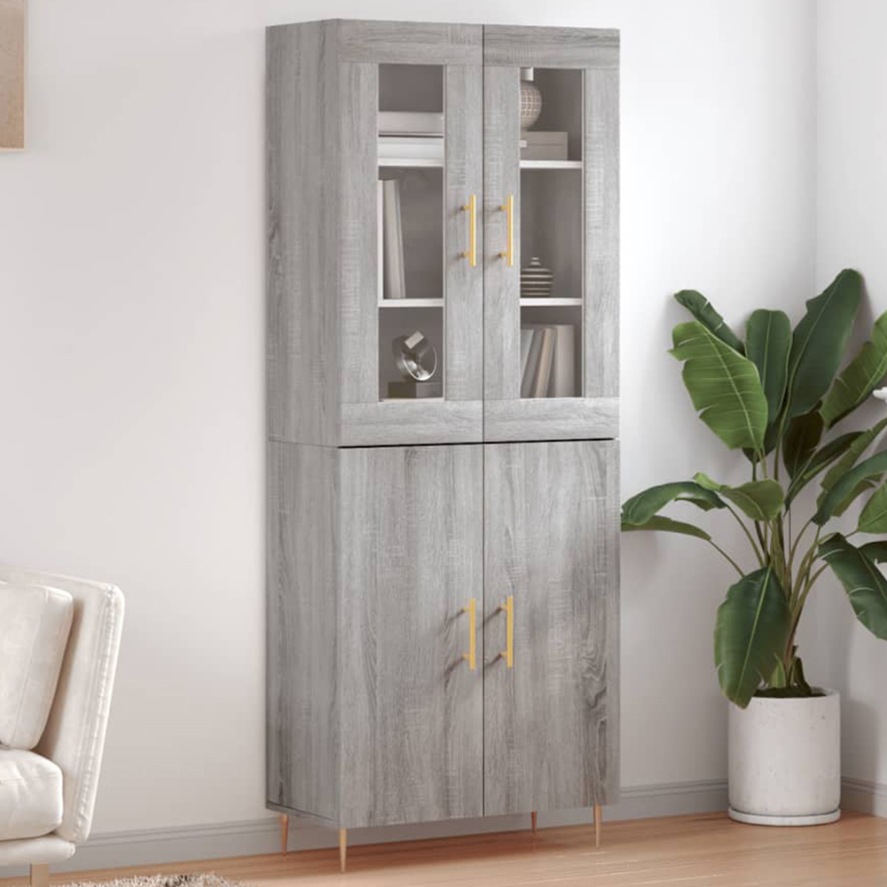 vidaXL 4 Door Grey Sonoma Highboard Image 1