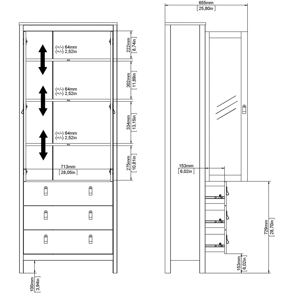 Florence Madrid 2 Door 3 Drawer Cashmere Glass China Cabinet Image 7
