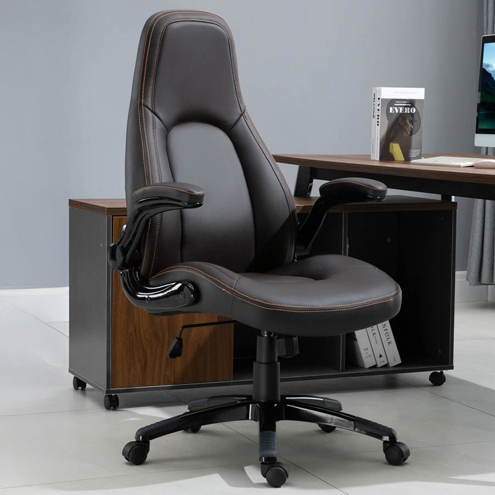 Portland Brown PU Leather Swivel Office Chair Image 1