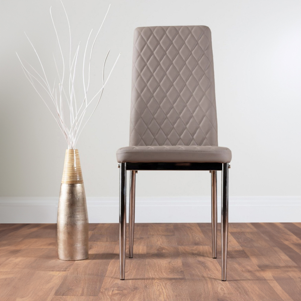 Furniturebox Arona Valera Concrete Effect 6 Seater Round Dining Set Grey Cappuccino and Chrome Image 3