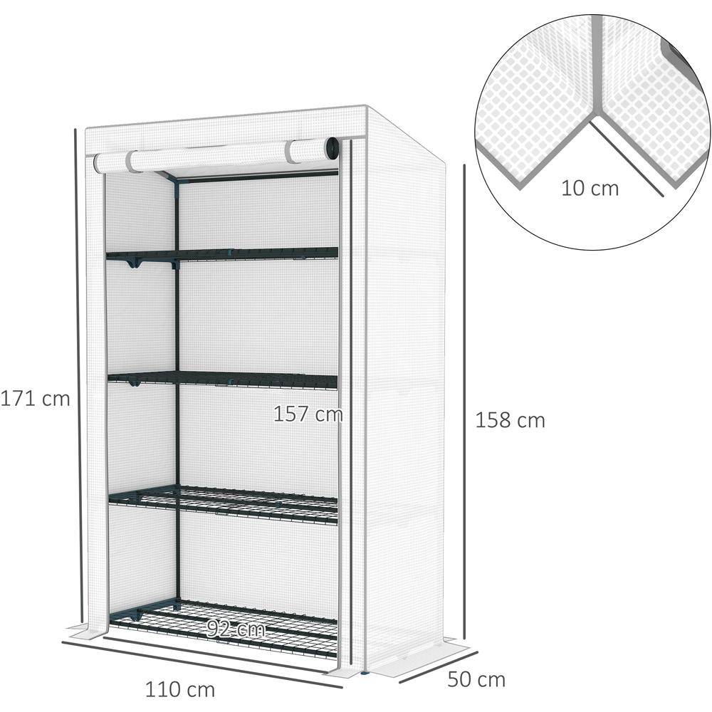 Outsunny White and Grey 4 Shelf PE Cover 3.6 x 1.6ft Lean To Mini Greenhouse Image 7