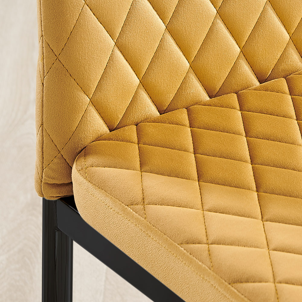 Furniturebox Lucia Valera 4 Seater Dining Set Grey Gloss Mustard and Black Image 8